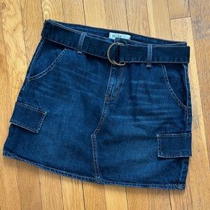Mudd Size 11 Juniors Dark Wash Cargo Look Denim Mini Jeans Skirt with Belt